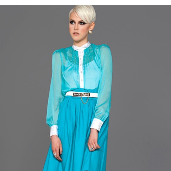 Jane shirt. Sheer button down Top . - Picture 3 of 7